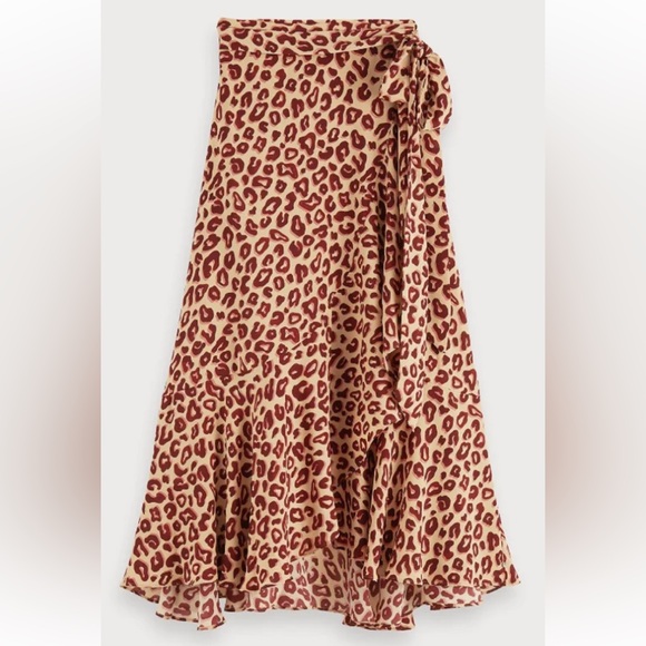 Scotch & Soda “aloha Hula” wrap midi skirt! Animal print! Tiered ruffles Size M - Picture 13 of 16